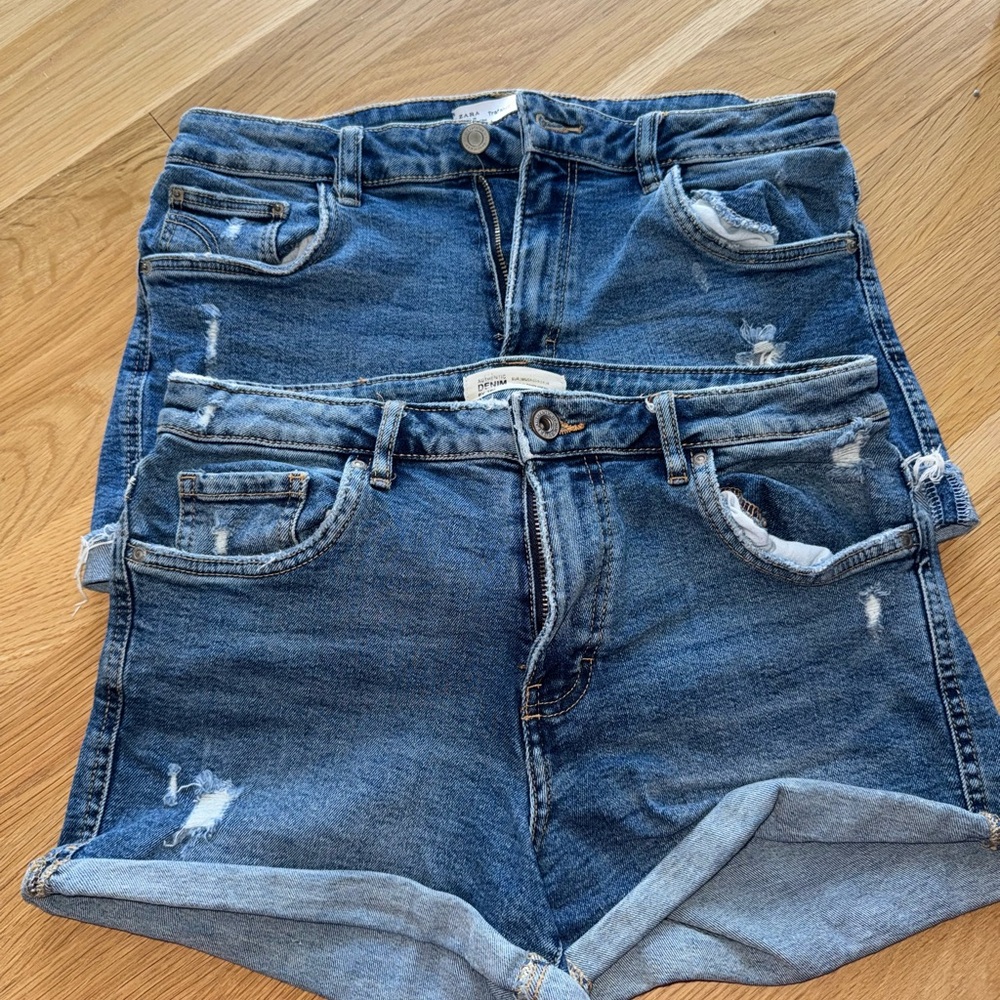 Zara Distressed Denim Shorts